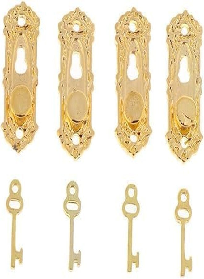 aoukoslt 4 Set Gold 1/12 Miniature Door Knob Lock and Key Dollhouse Decoration Accessories, Dollhouse Accessories, Dollhouse Decor, Decorations - Image 1